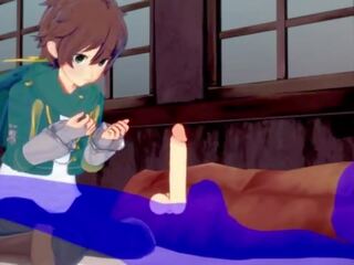 Konosuba yaoi - kazuma avsugning med sperma i hans mun - japanska asiatiskapojke mangaen animen spel smutsiga filma bög